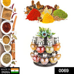 Plastic spice rack with spice jars