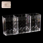 Elegant Crystal-Effect 3-Compartment Acrylic Makeup Brush Holder 