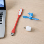 3 in 1 USB LED light mini fan OTG adapter combo