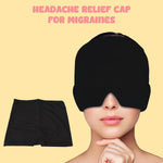 Black headache relief hat for migraines and stress relief