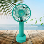 Portable Handheld Fan 3 Speeds Battery Operated Rechargeable with Base Holder