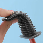 Easy-to-clean silicone toilet brush with holder.