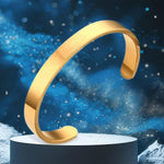 Elegant Gold Finish Open Cuff Bracelet Kada – Unisex Metal Wristband
