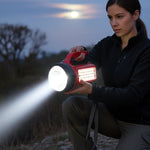 OMEGA 200W High Power LED Laser Torch Light with Side Emergency Light Panel (1 Pc)