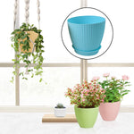 Round Plastic Flower Pot with Bottom Tray (5 Pcs Set / With Color Box)