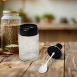 Transparent Glass Oil Dispenser 500 ML Bottle Set of 2, Spice Jar 250 ML Set of 3, Oil Bottle for Kitchen, Oil & Vinegar Storage Glass Bottle, Glass Container for Spice, Masala (5 Pcs Set)