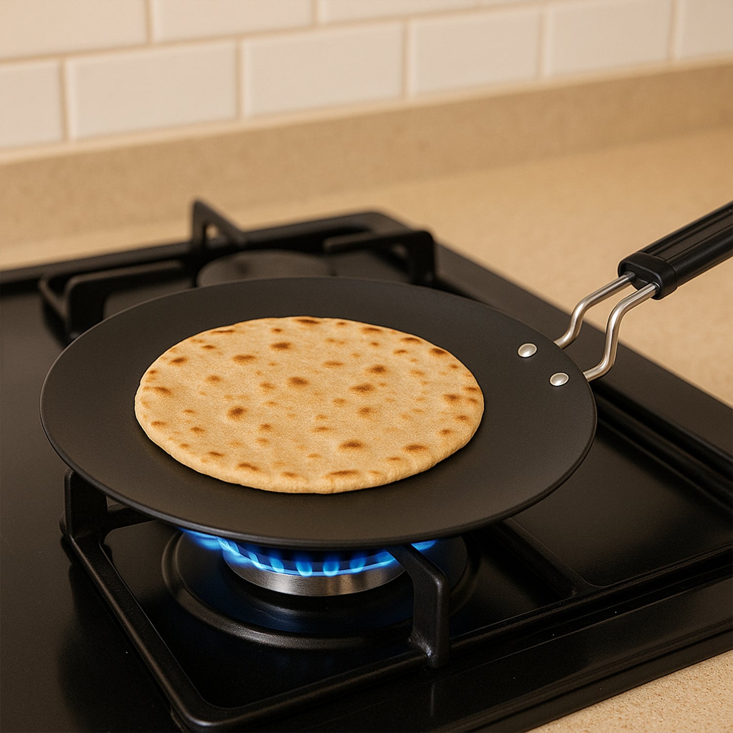 Premium Non-Stick Flat Roti Tawa with Heat-Resistant Handle (10 Inch ...
