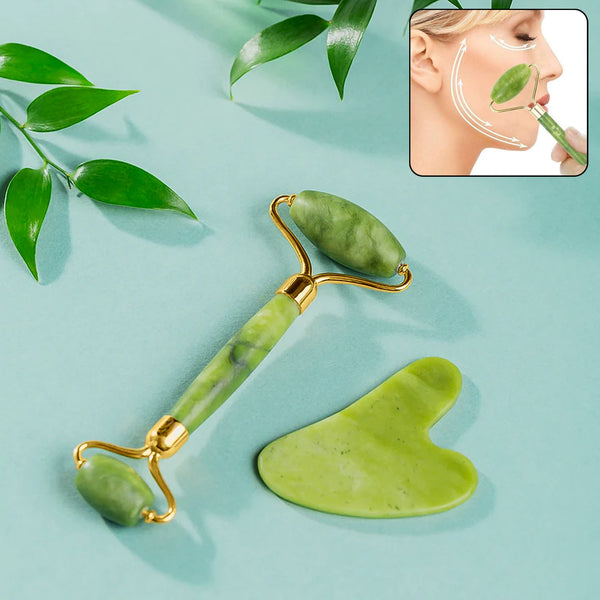Jade Roller & Gua Sha – Natural Facial Massager for Anti-Aging & Skin Glow