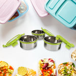 Stainless Steel Tiffin Lunch Box Container / Dabba with 4 Side Clip Lock Lid
