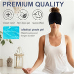 Black headache relief hat for migraines and stress relief