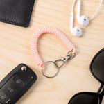 Elastic Spiral Coil Keychain Bracelet with Metal Ring and Clip
