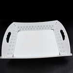 Foldable Plastic Serving Tray - Portable with Handle for Kitchen & Dining (1pc)