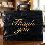 Premium Black Thank You Printed Plastic Carry Bag 30 × 39 Cm (1 Pc)