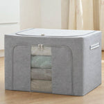 Foldable Steel Frame Clothes Storage Organizer Bag 60x43x32cm (Mix Color)