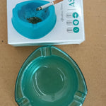 Heavy-Duty Transparent Plastic Ashtray with Triple Rest Slots (1 Pc)