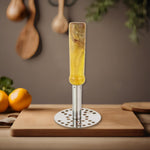 Stainless Steel Potato Masher, Pav Bhaji Masher with wooden handle