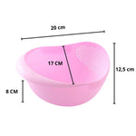 Kitchen strainer bowl, ideal for draining and storing grains like rice.