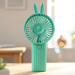 Cute Bunny Ear Design Portable USB Rechargeable Mini Handheld Fan (1 Pc)
