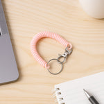 Elastic Spiral Coil Keychain Bracelet with Metal Ring and Clip
