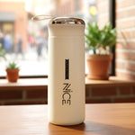 Premium White Glass Water Bottle with Protective Cover - 400 ML