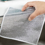 Double-Sided Microfiber Cloth & Stainless Steel Scrubber – (1 Pc, 20x20 cm)