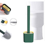 Effective toilet brush with holder stand for easy use.
