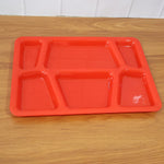 Plastic Multi-Compartment Rectangular Meal Serving Tray / Plate (1 Pc / Red)