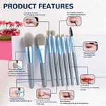 8-Piece Mini Makeup Brush Kit – Portable Premium Synthetic Set with Case (Mix Colors)