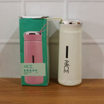 Premium White Glass Water Bottle with Protective Cover - 400 ML