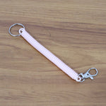 Elastic Spiral Coil Keychain Bracelet with Metal Ring and Clip
