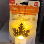 Christmas Decorative LED Gold Metal Leaf Diya Lamp, Diwali (1 Pc)