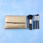 4 in 1 Portable Makeup Brush Set with Storage Pouch