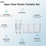 Apex Clear Plastic Tumbler / Glass Set – 6-Piece Unbreakable