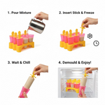 Kulfi Maker Moulds Set Plastic Homemade Kulfi Mould 6pcs Set For Freezer Use