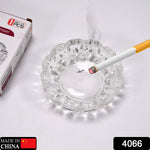 Round crystal ashtray for home or office.
