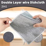 Double-Sided Microfiber Cloth & Stainless Steel Scrubber – (1 Pc, 20x20 cm)