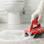 Bathroom Brush with abrasive scrubber for superior tile cleaning