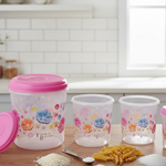 Plastic Transparent Container Air Tight Dabba Set (3000ml, 2000ml, 1000ml, 750ml, 500ml)