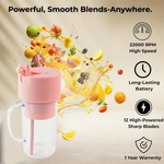 Portable Crusher Juicer With Handle & Straw, USB Rechargeable Multi Blades (420 ML)