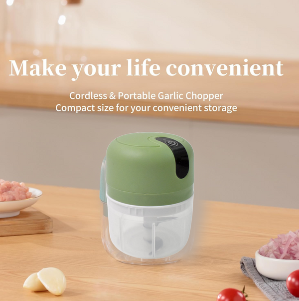 Wireless USB Rechargeable Mini Electric Garlic Machine / Chopper 3 Blades (300Ml)
