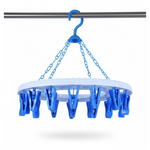 Plastic Round Cloth Drying Stand Hanger with 18 Clips (Multicolour)