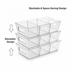 Plastic Refrigerator Organizer Bins, 1 Stackable Fridge Organizers with Handle, Clear Organizing Food Fruit Vegetables Pantry Storage Bins for Freezer kitchen Cabinet Organization and Storage (1 Pc Mix Color)