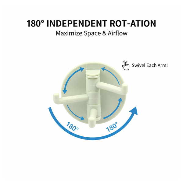 180° Rotating Punch-Free 3-Hook Sticky Hook – 1 Pc