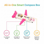Multi-Functional Airplane-Shaped Compass Box with LED Light and Built-in Sharpener