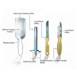 4In1 Combo - Stainless Steel Kitchen Lighter, Knife, Peeler and Smooth Grater (Multicolor)