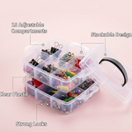 3-Tier Transparent Craft Storage Box with 18 Adjustable Compartments
