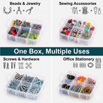 3-Tier Transparent Craft Storage Box with 18 Adjustable Compartments