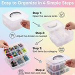 3-Tier Transparent Craft Storage Box with 18 Adjustable Compartments