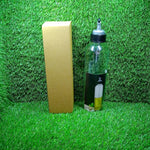 1-liter clear plastic oil dispenser with a drip-free spout, ideal for kitchen use.
