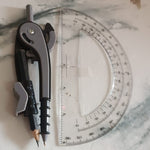 2-Piece Geometry Protractor Set with Lock and Transparent Protractor